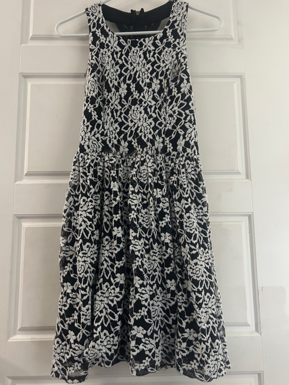 Black and White Lace A-Line Dress